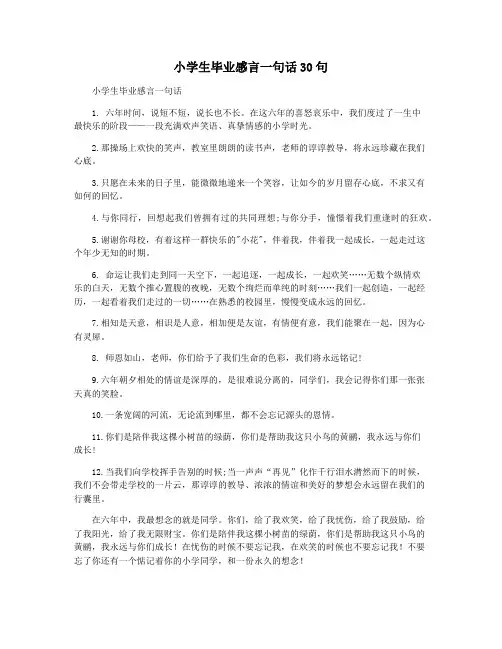 小学生毕业感言一句话30句