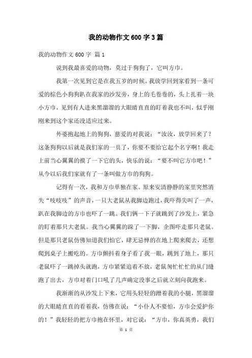 我的动物作文600字3篇