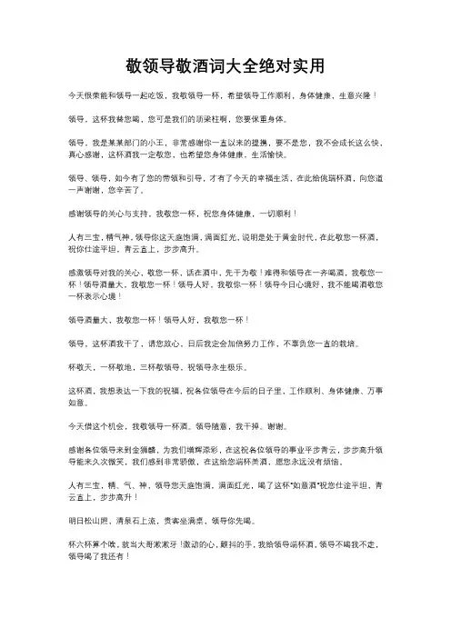 敬领导敬酒词大全绝对实用