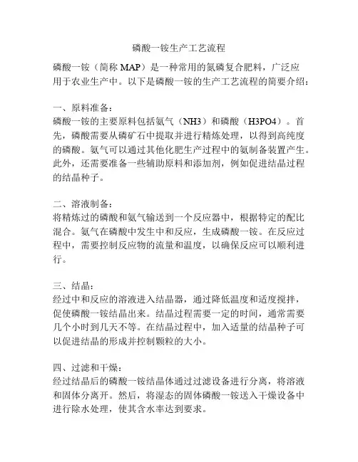 磷酸一铵生产工艺流程