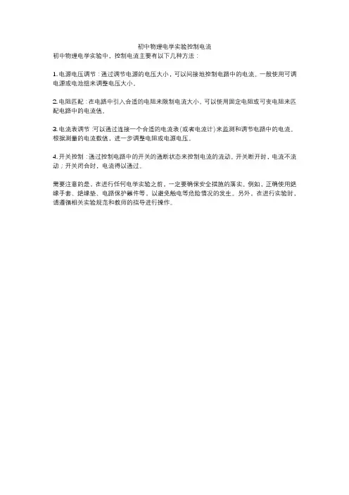 初中物理电学实验控制电流