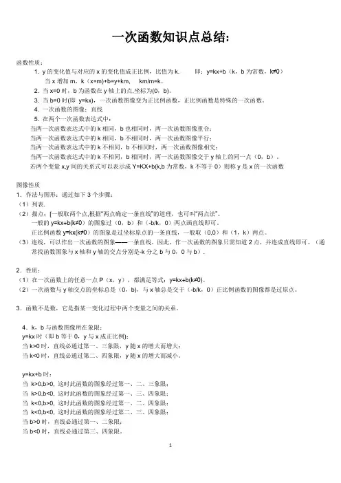 一次函数和反比例函数知识点总结