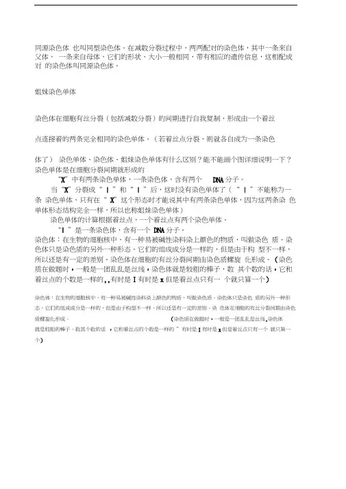 同源染色体和姐妹染色体区别