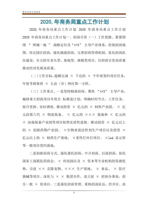 2020,年商务局重点工作计划