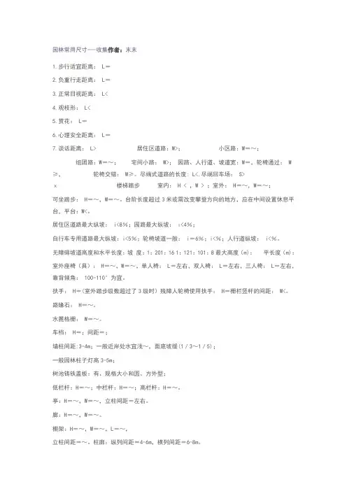 景观道路常用尺寸