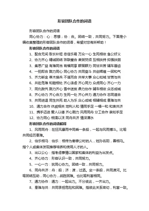 形容团队合作的词语