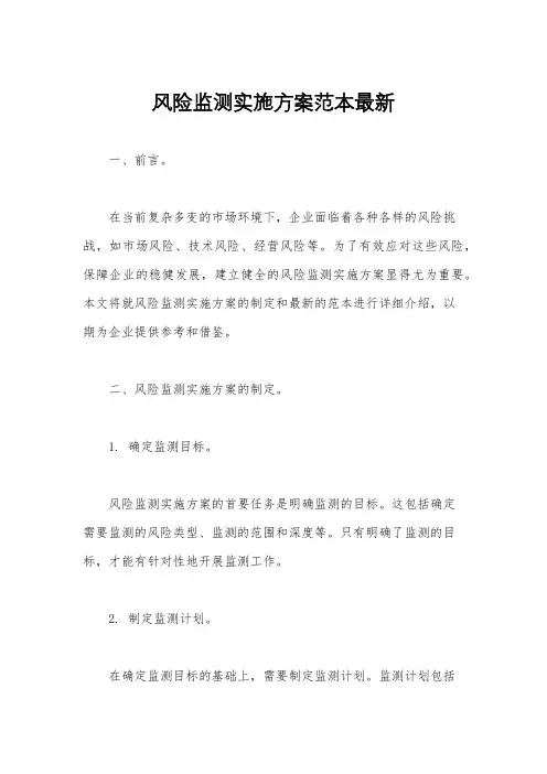 风险监测实施方案范本最新
