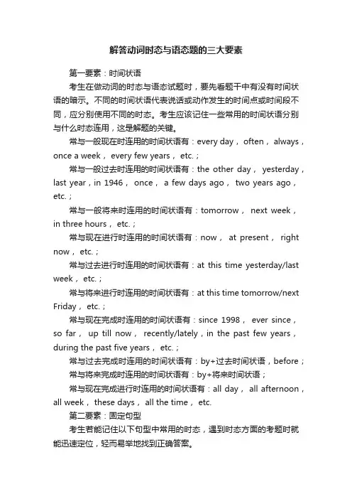 解答动词时态与语态题的三大要素