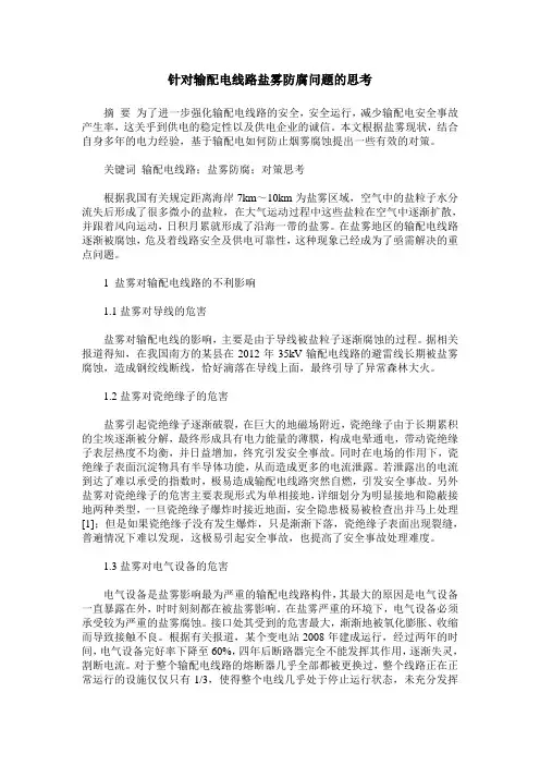 针对输配电线路盐雾防腐问题的思考
