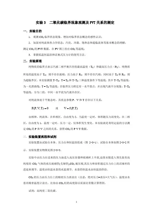 二氧化碳PVT关系的测定