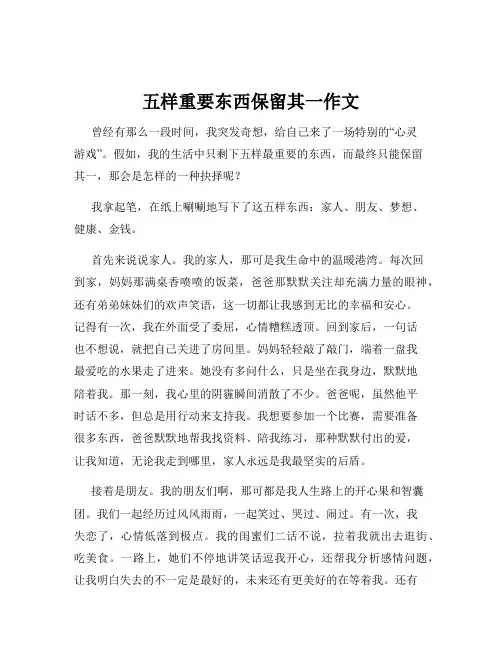 五样重要东西保留其一作文