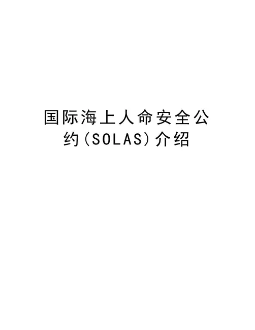 国际海上人命安全公约(SOLAS)介绍资料
