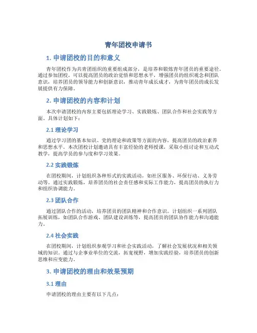 青年团校申请书