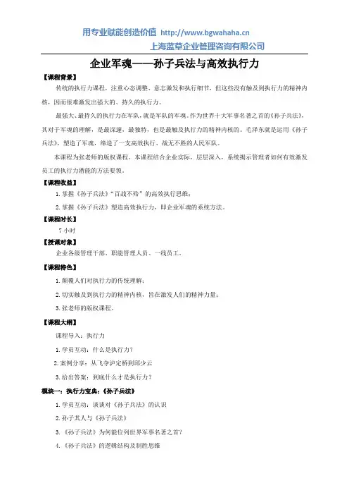 《企业军魂——孙子兵法与高效执行力》