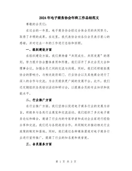 2024年电子商务协会年终工作总结范文