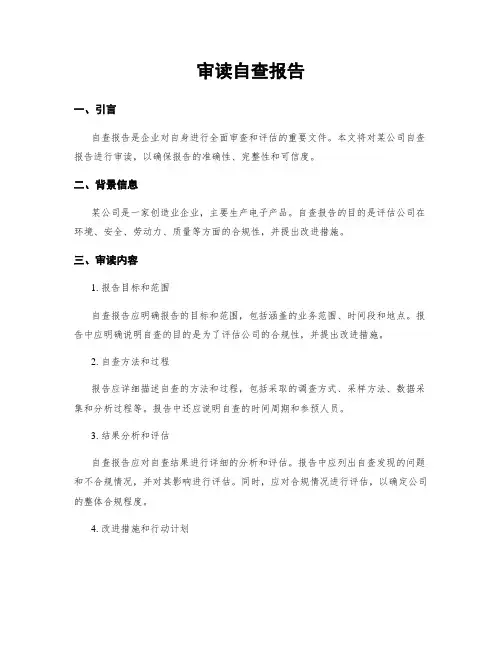 审读自查报告