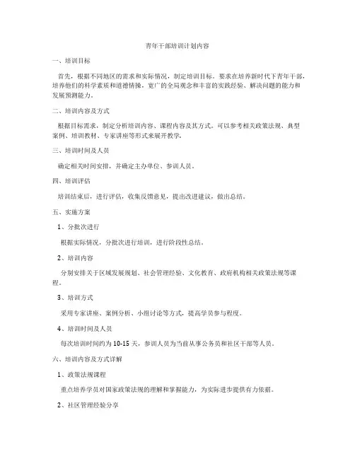 青年干部培训计划内容
