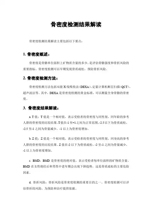 骨密度检测结果解读