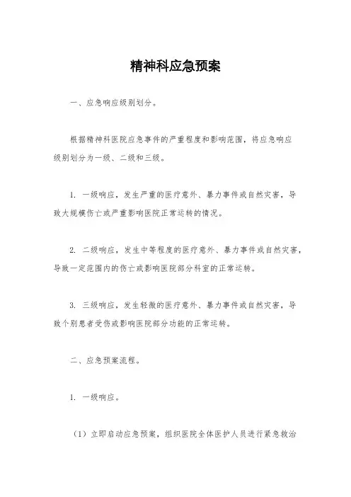 精神科应急预案