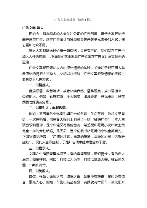 广告文案策划书（精选5篇）