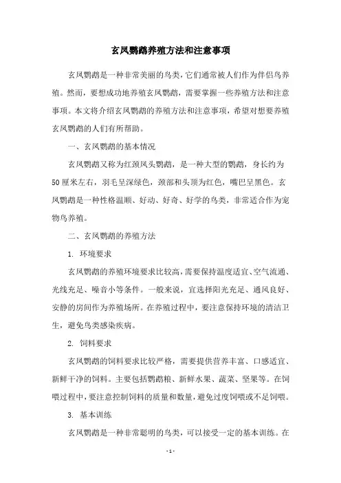 玄凤鹦鹉养殖方法和注意事项