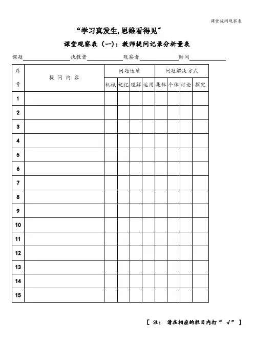 课堂提问观察表