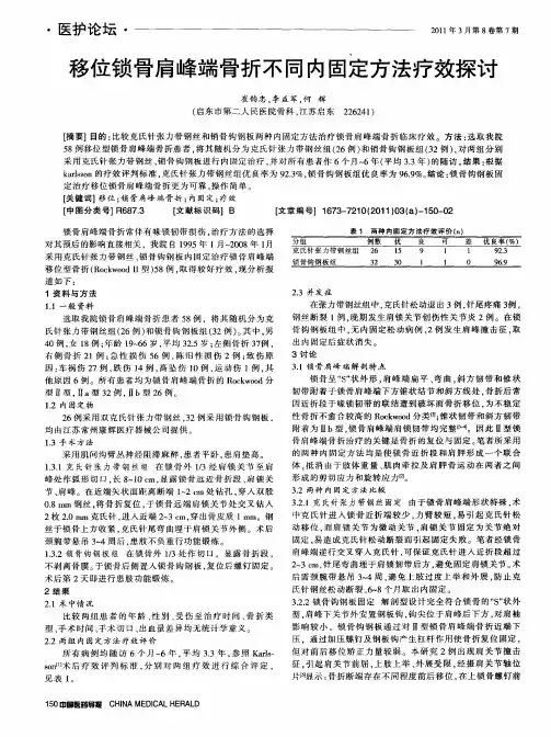 移位锁骨肩峰端骨折不同内固定方法疗效探讨