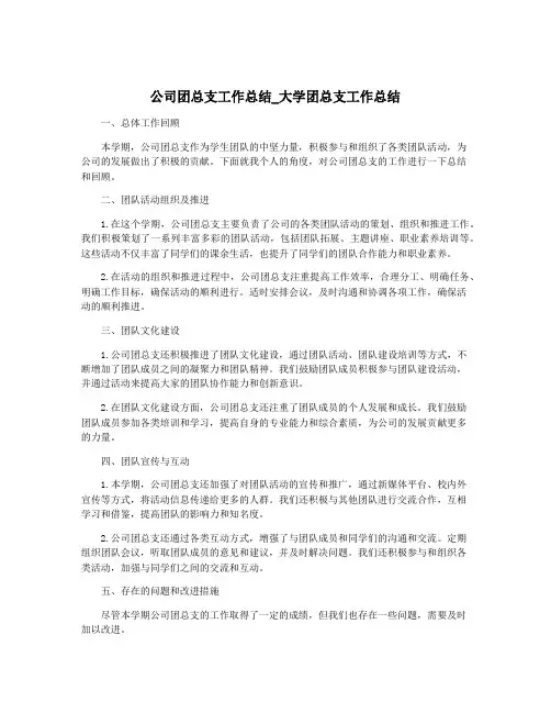 公司团总支工作总结_大学团总支工作总结