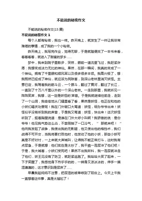 不能说的秘密作文