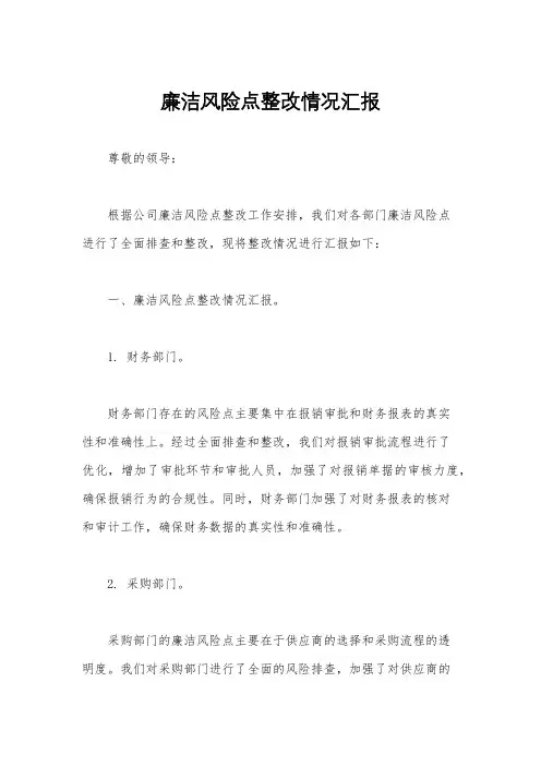 廉洁风险点整改情况汇报