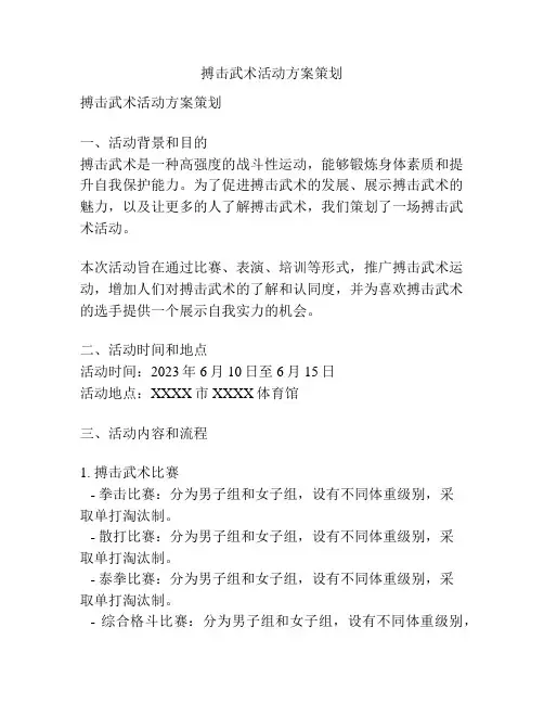 搏击武术活动方案策划