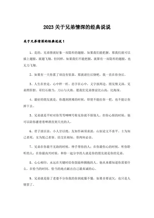 2023关于兄弟情深的经典说说 