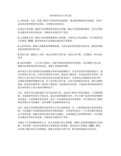 如何制作执行订货计划