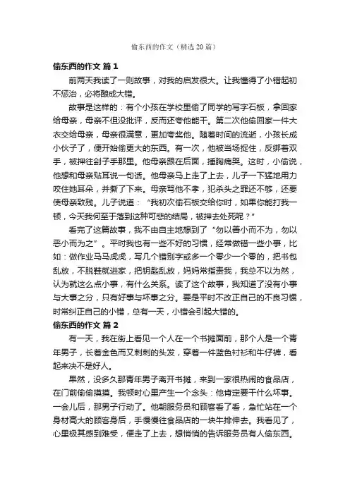 偷东西的作文（精选20篇）