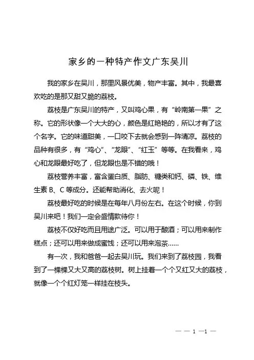 家乡的一种特产作文广东吴川