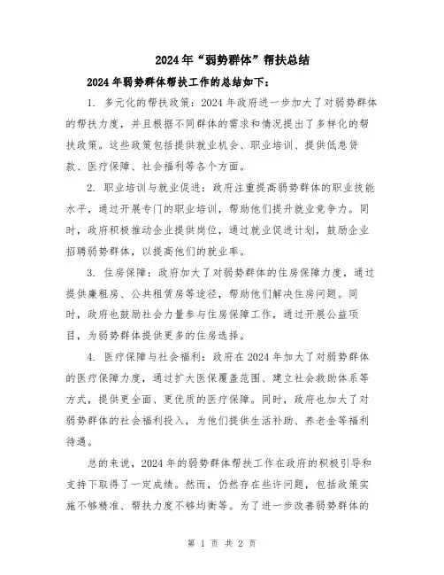2024年“弱势群体”帮扶总结
