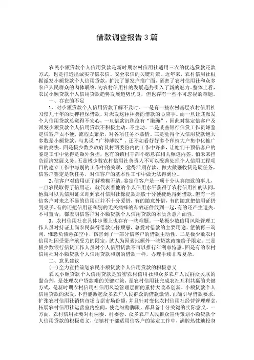 借款调查报告3篇