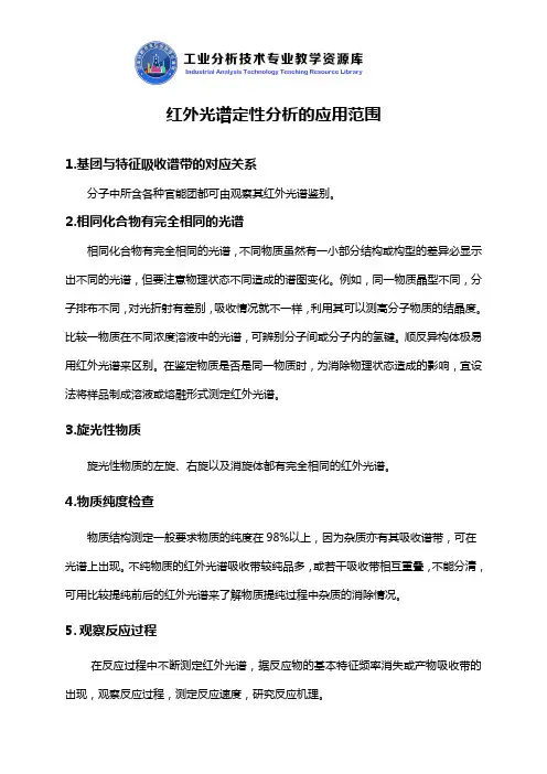 红外光谱定性分析的应用范围