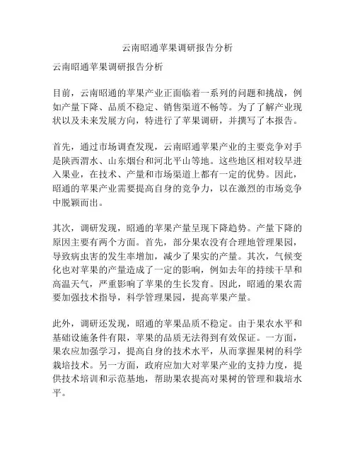 云南昭通苹果调研报告分析