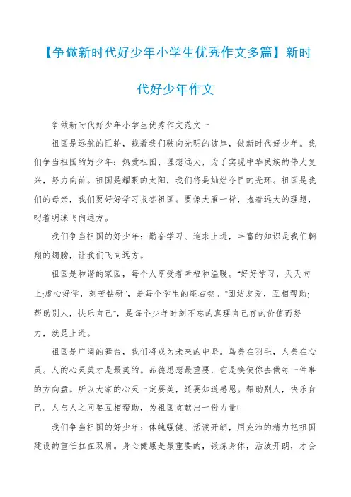 【争做新时代好少年小学生优秀作文多篇】新时代好少年作文