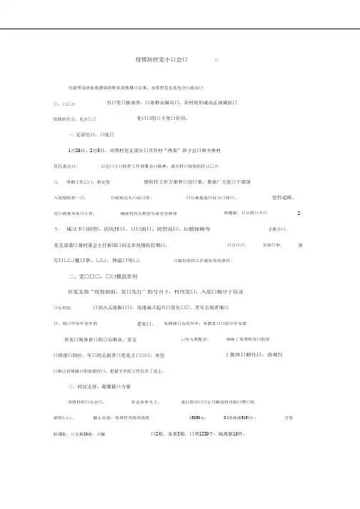 (晨鸟)疫情防控党小组会议记录
