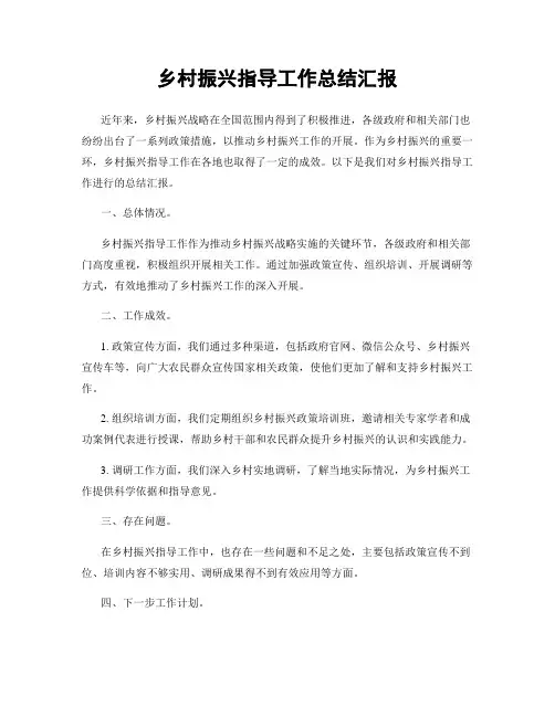 乡村振兴指导工作总结汇报