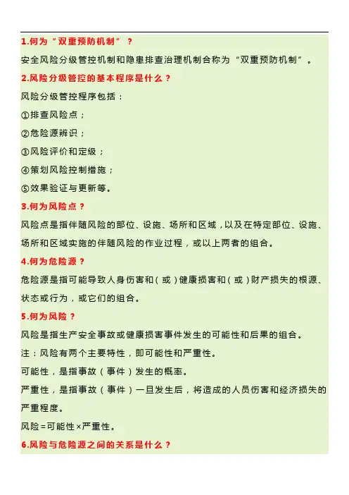 双重预防体系专家提问问题点