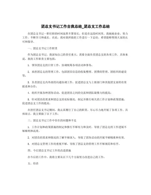 团总支书记工作自我总结_团总支工作总结