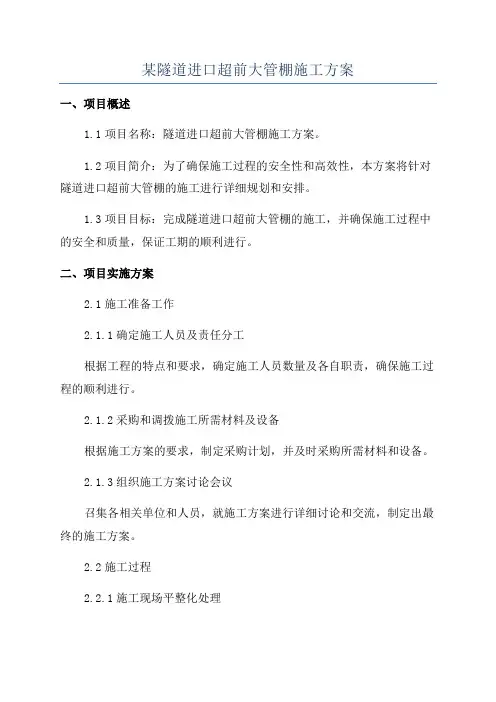 某隧道进口超前大管棚施工方案