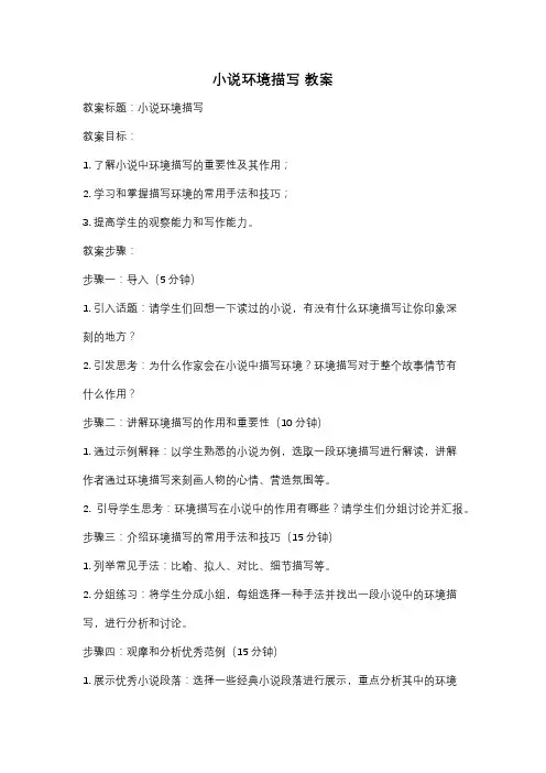 小说环境描写 教案