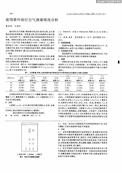 使用紫外线灯空气消毒情况分析
