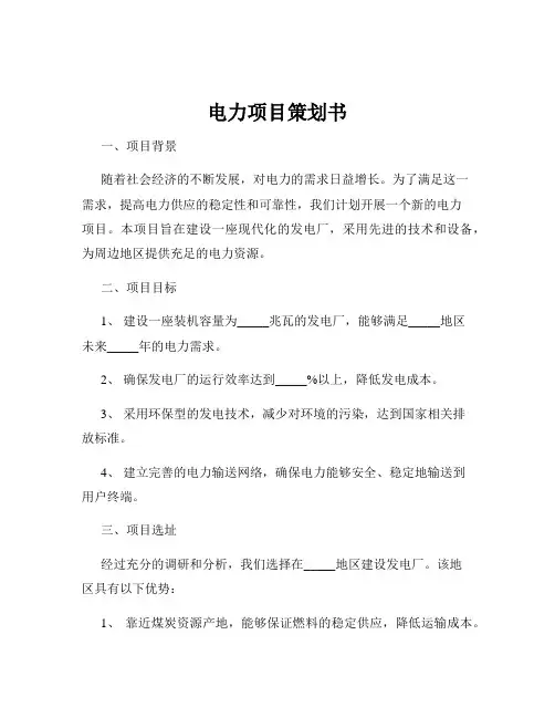 电力项目策划书
