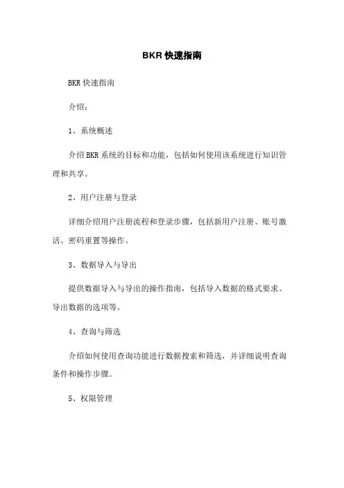 BKR快速指南