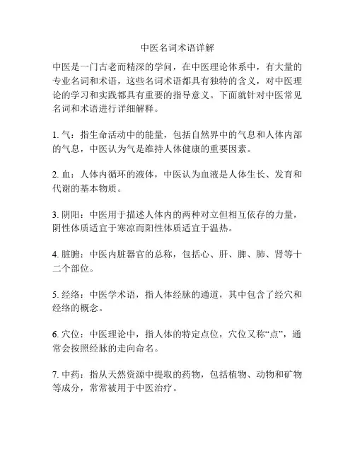 中医名词术语详解